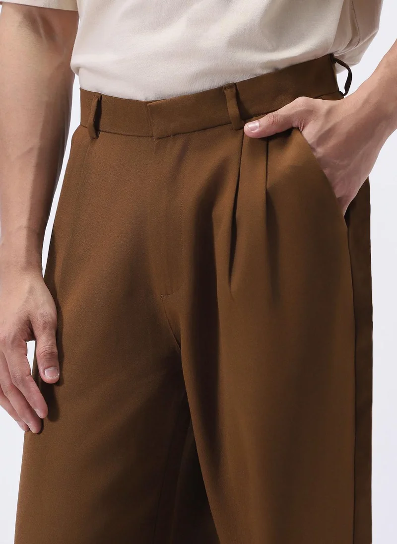 Urbano Fashion  Urbano Fashion Men's Mocha Loose Baggy Fit Solid Korean Pants Stretchable for Men | Best Price UAE